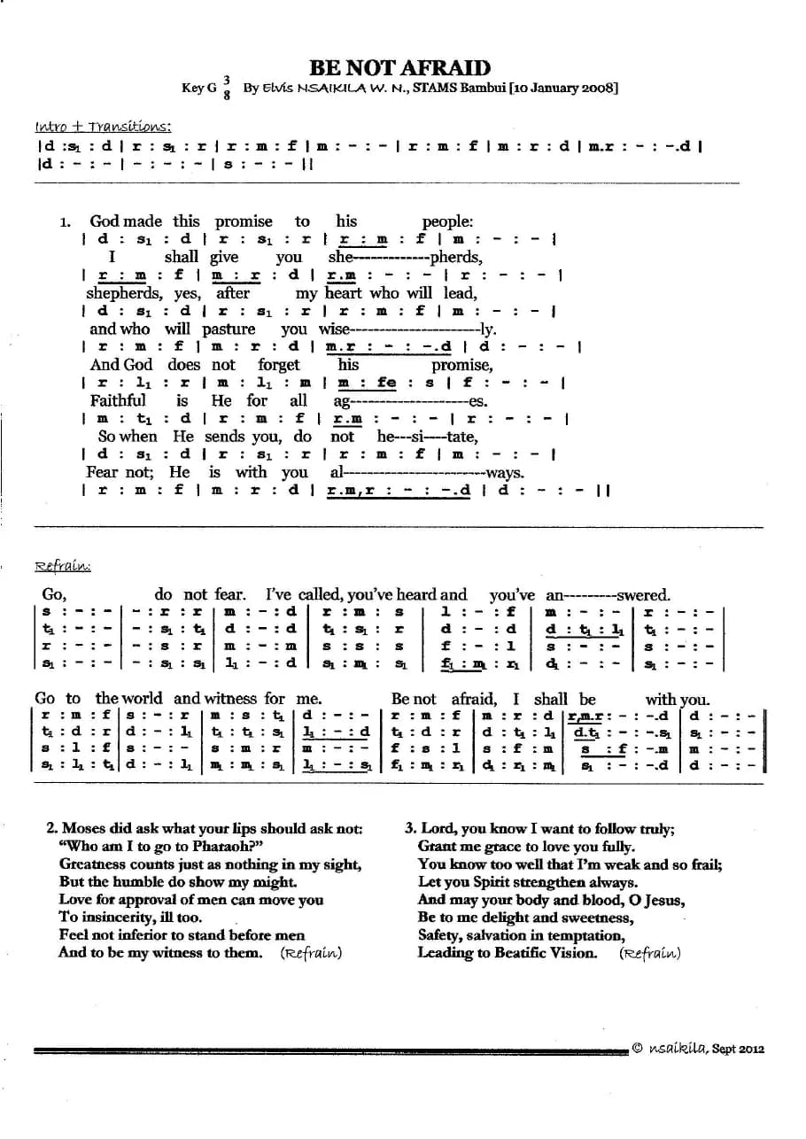 Be Not Afraid — first page