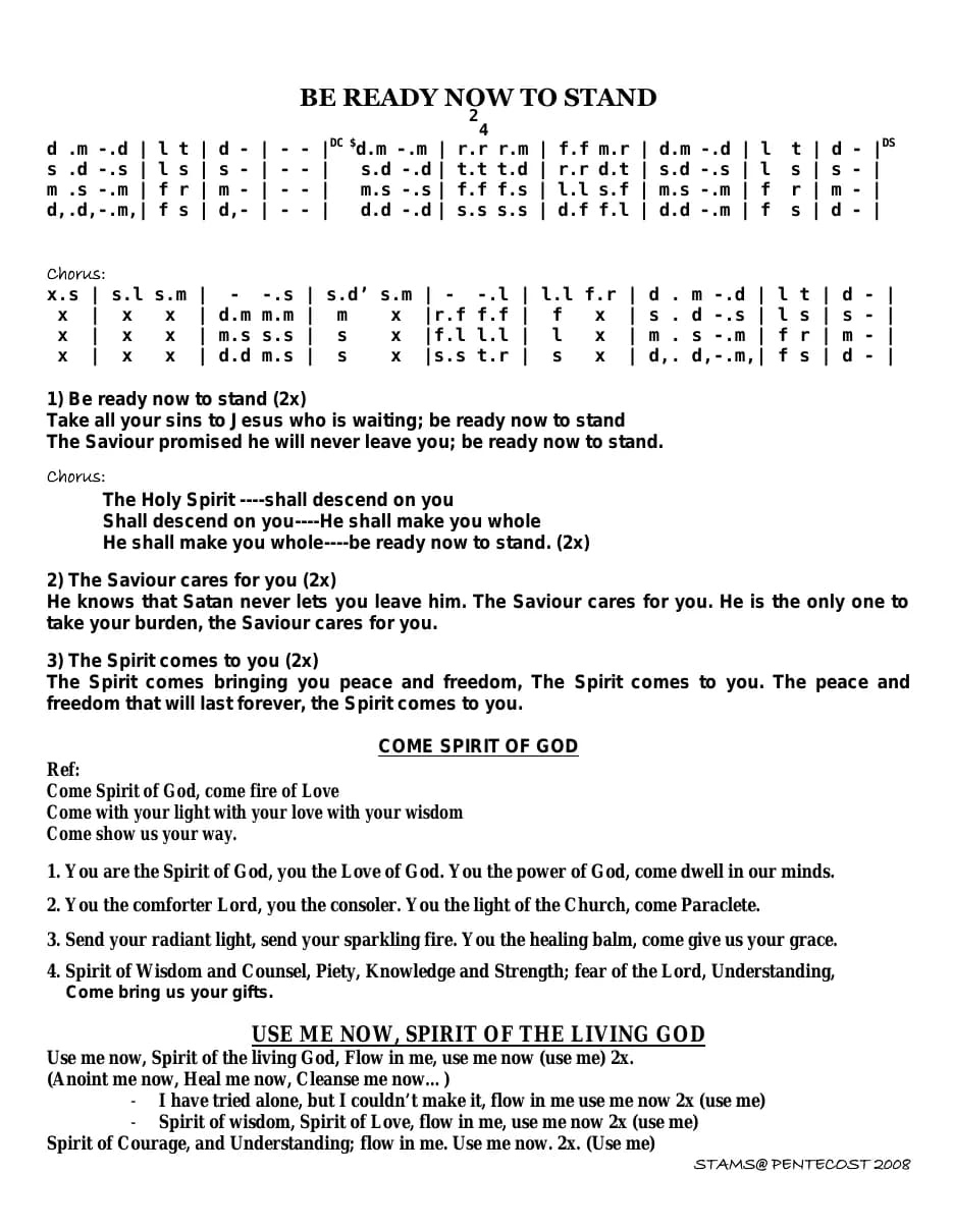 Be Ready Now to Stand — first page
