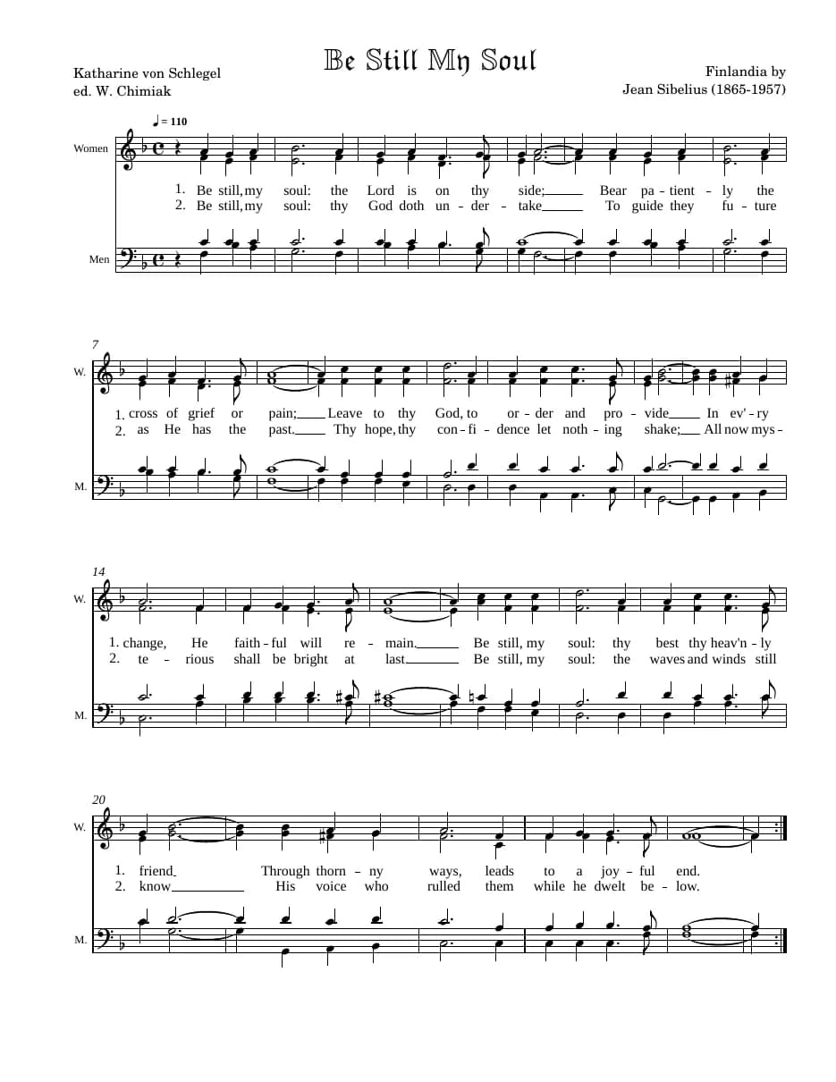 Be Still My Soul — first page