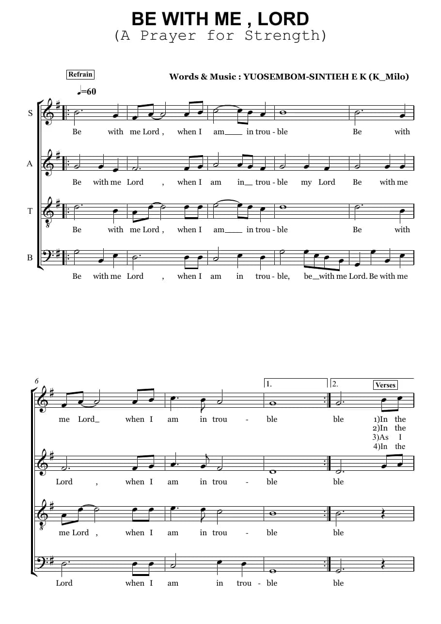 Be with Me, Lord — first page