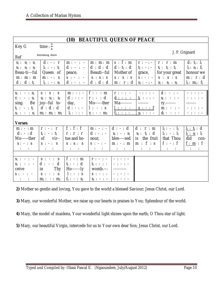 Beautiful Queen of Peace — first page