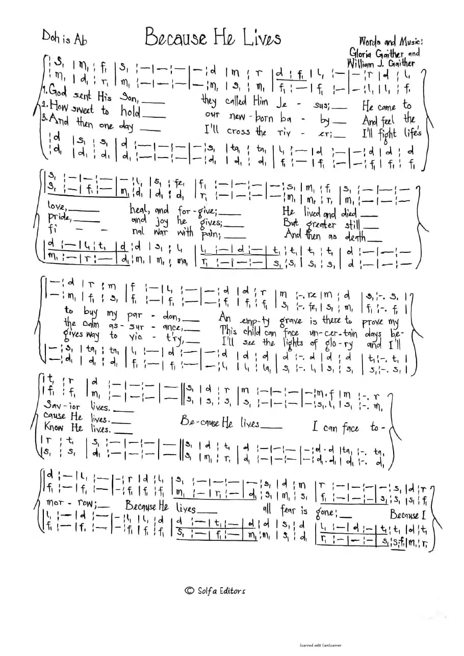 Because He Lives — first page