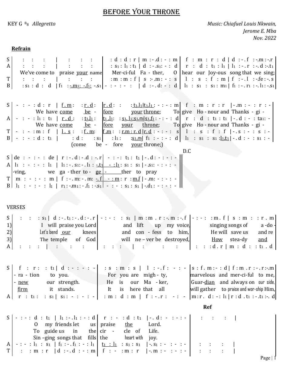 Before Your Throne — first page