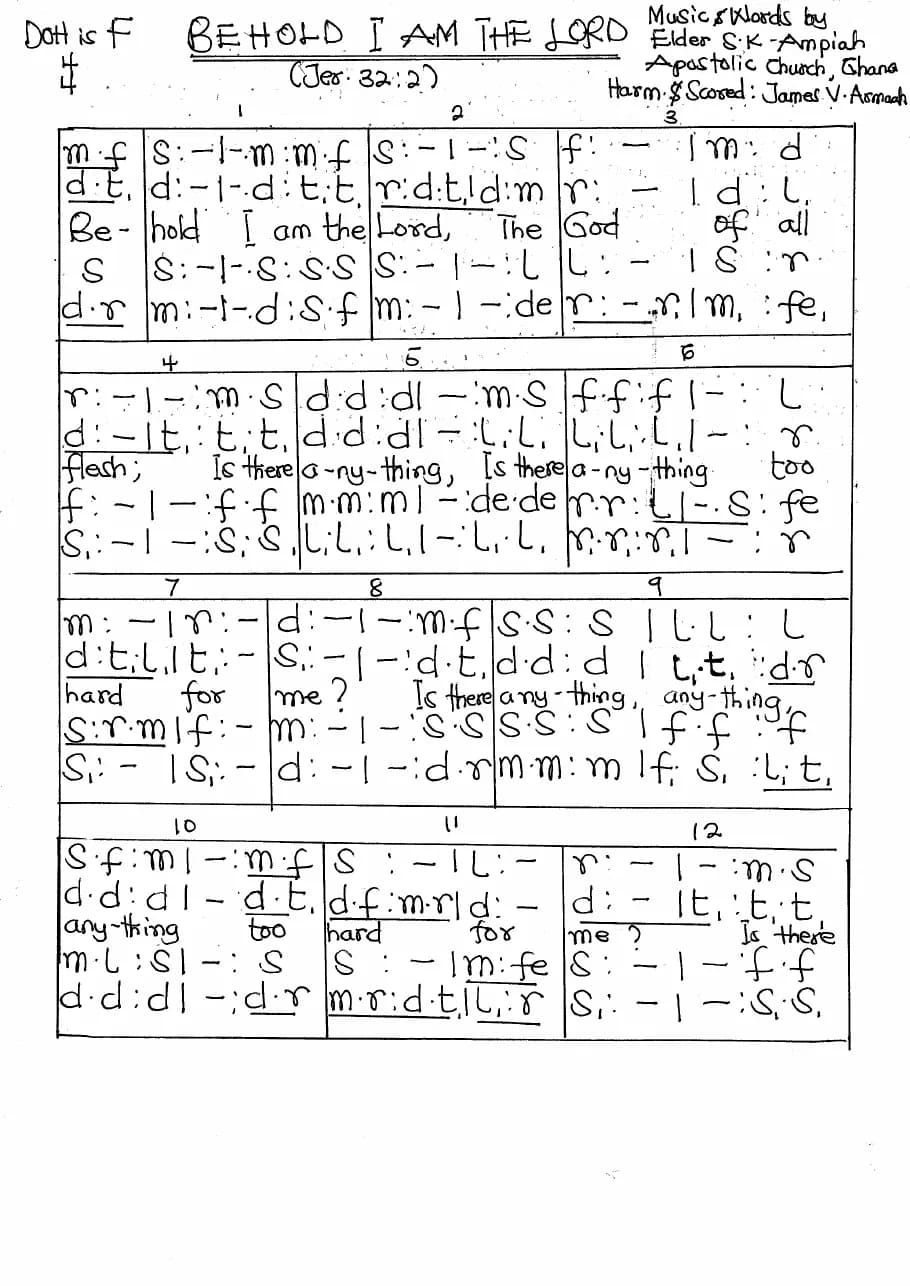 Behold I Am the Lord — first page