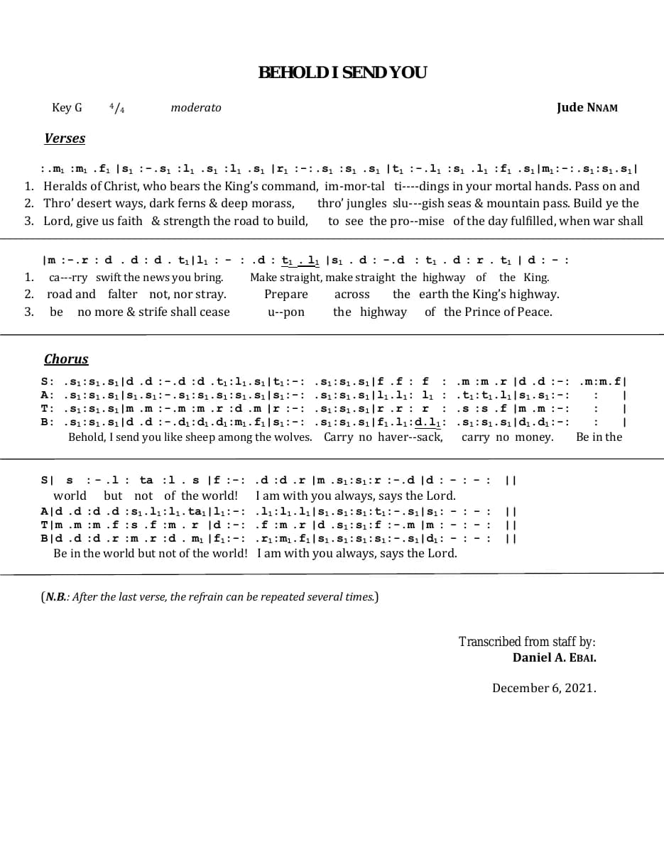 Behold I Send You — first page