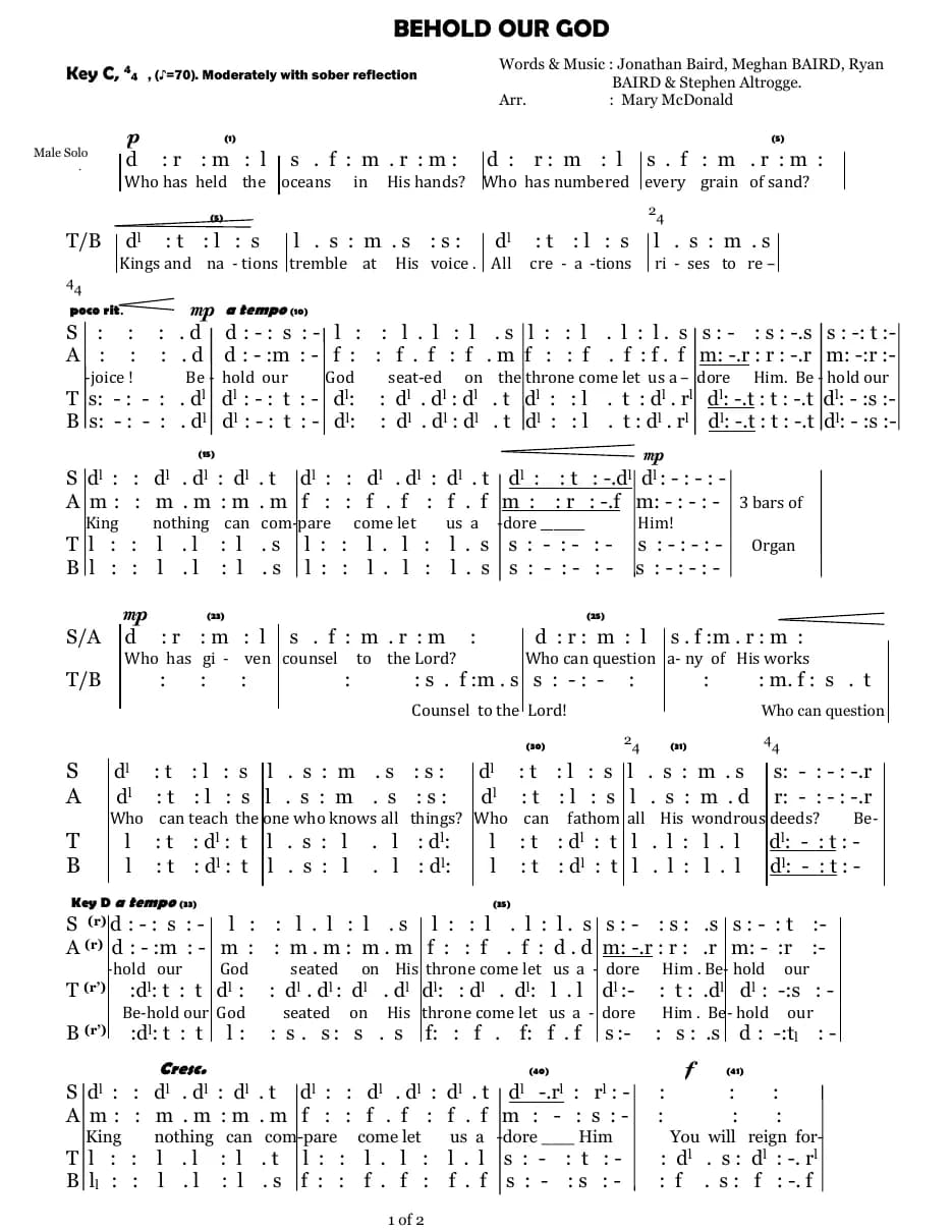 Behold Our God — first page