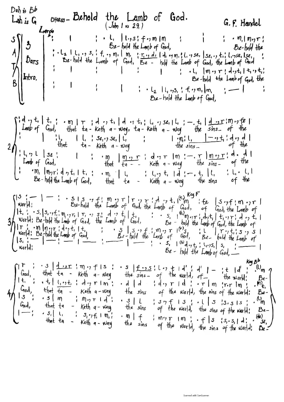 Behold the Lamb of God — first page