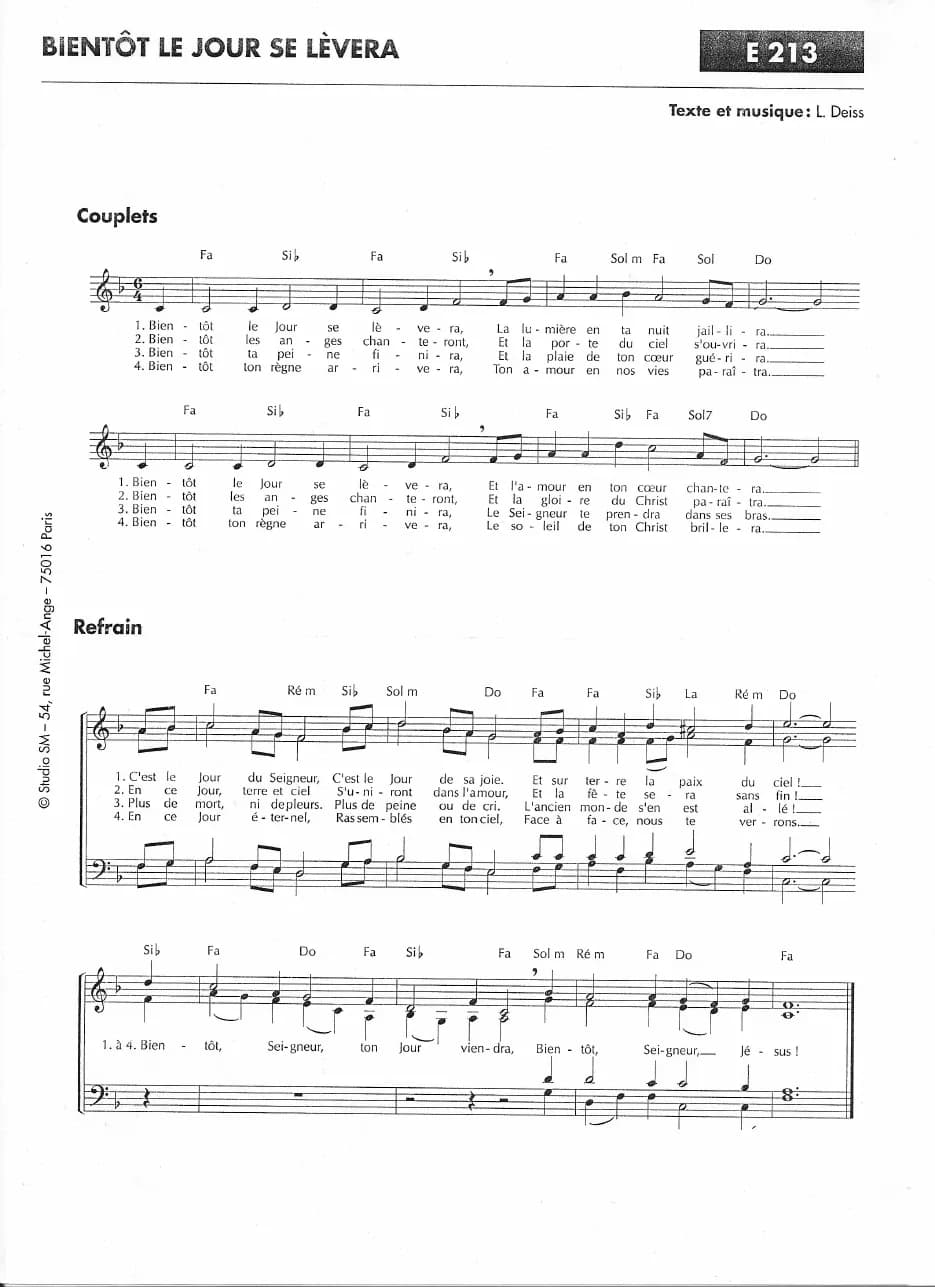 Bientot le Jour Se Levera — first page