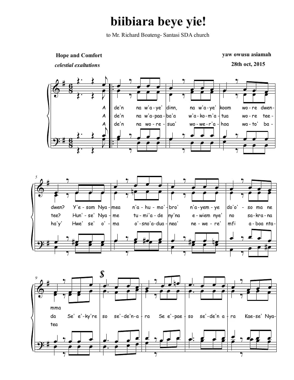Biribriara Be'ye' Yie. Asiamah — first page