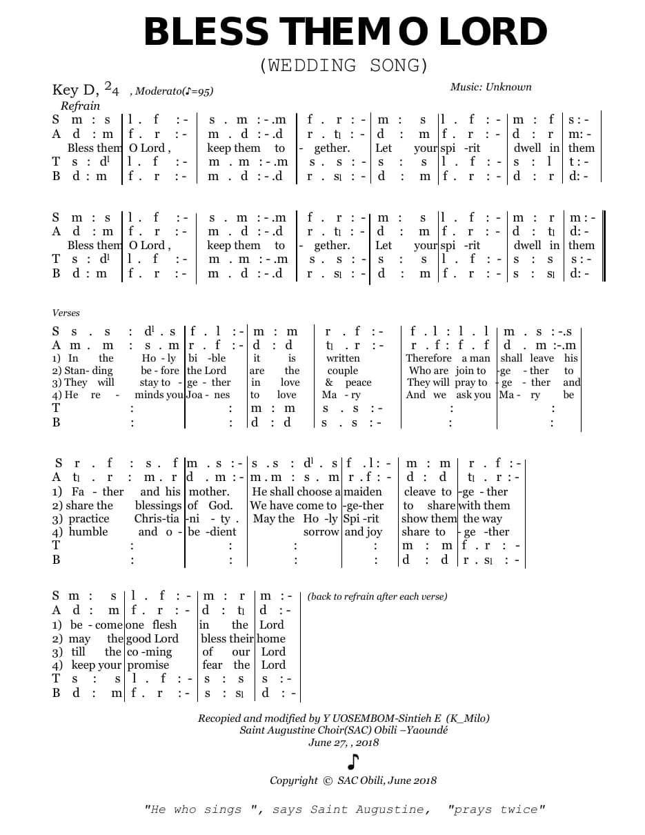 Bless Them O Lord — first page
