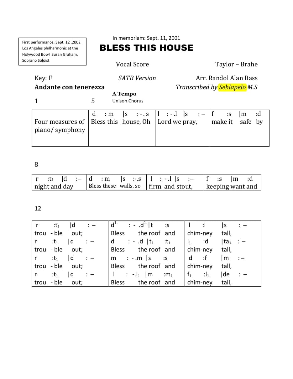 Bless This House — first page