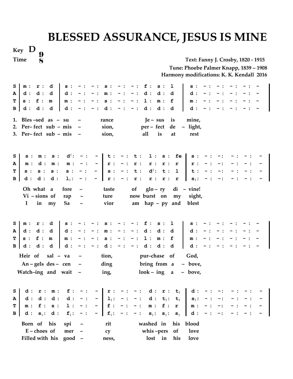 Blessed Assurance — first page