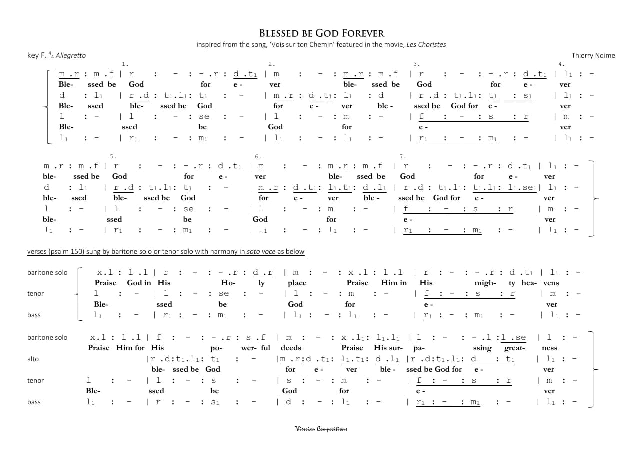 Blessed Be God Forever — first page