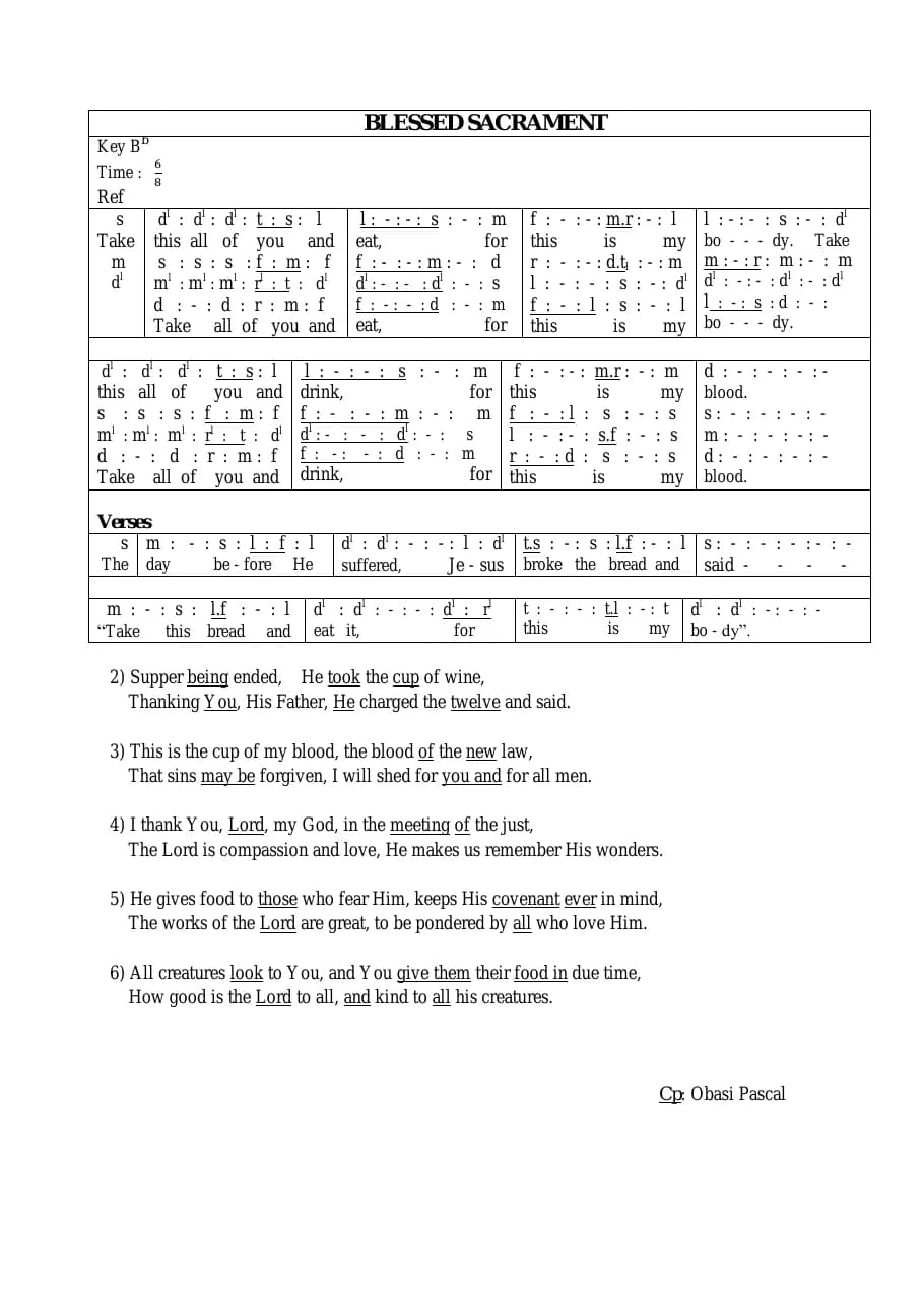 Blessed Sacrament — first page