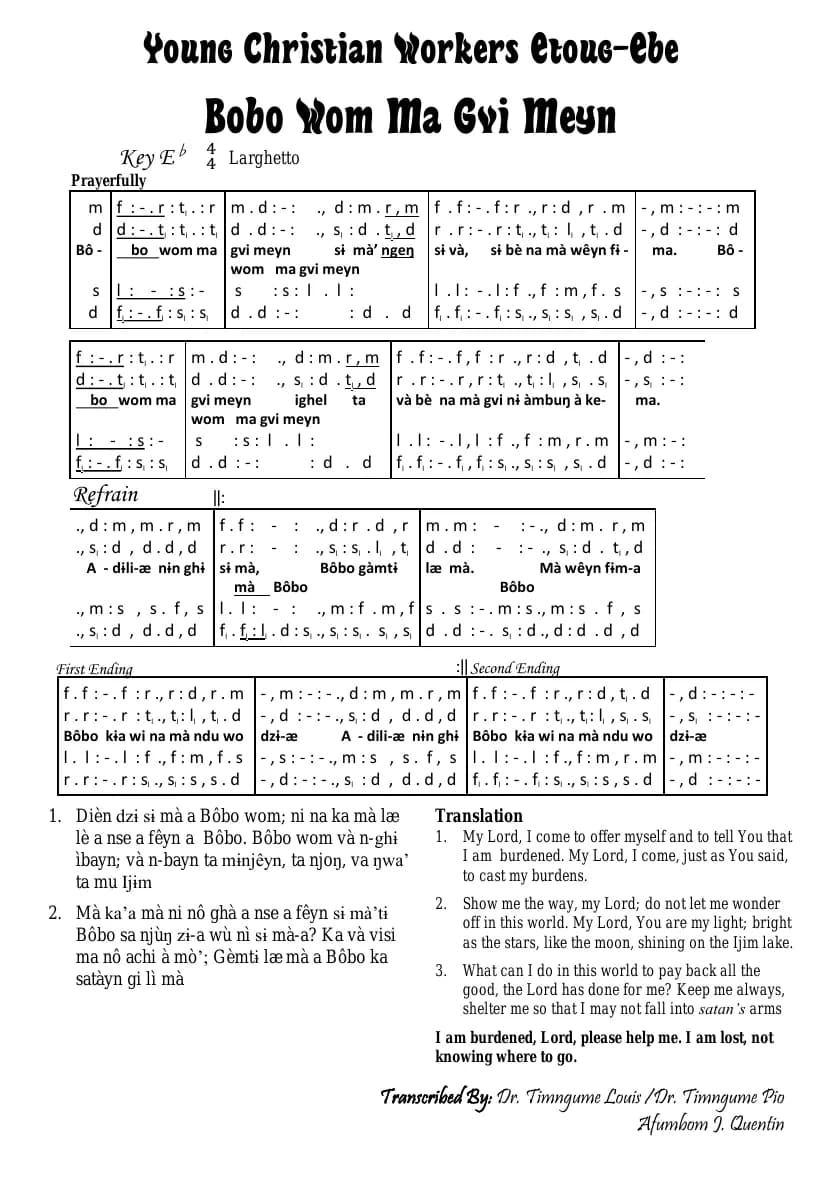 Bôbo Wom, Ma Gvi Meyn — first page