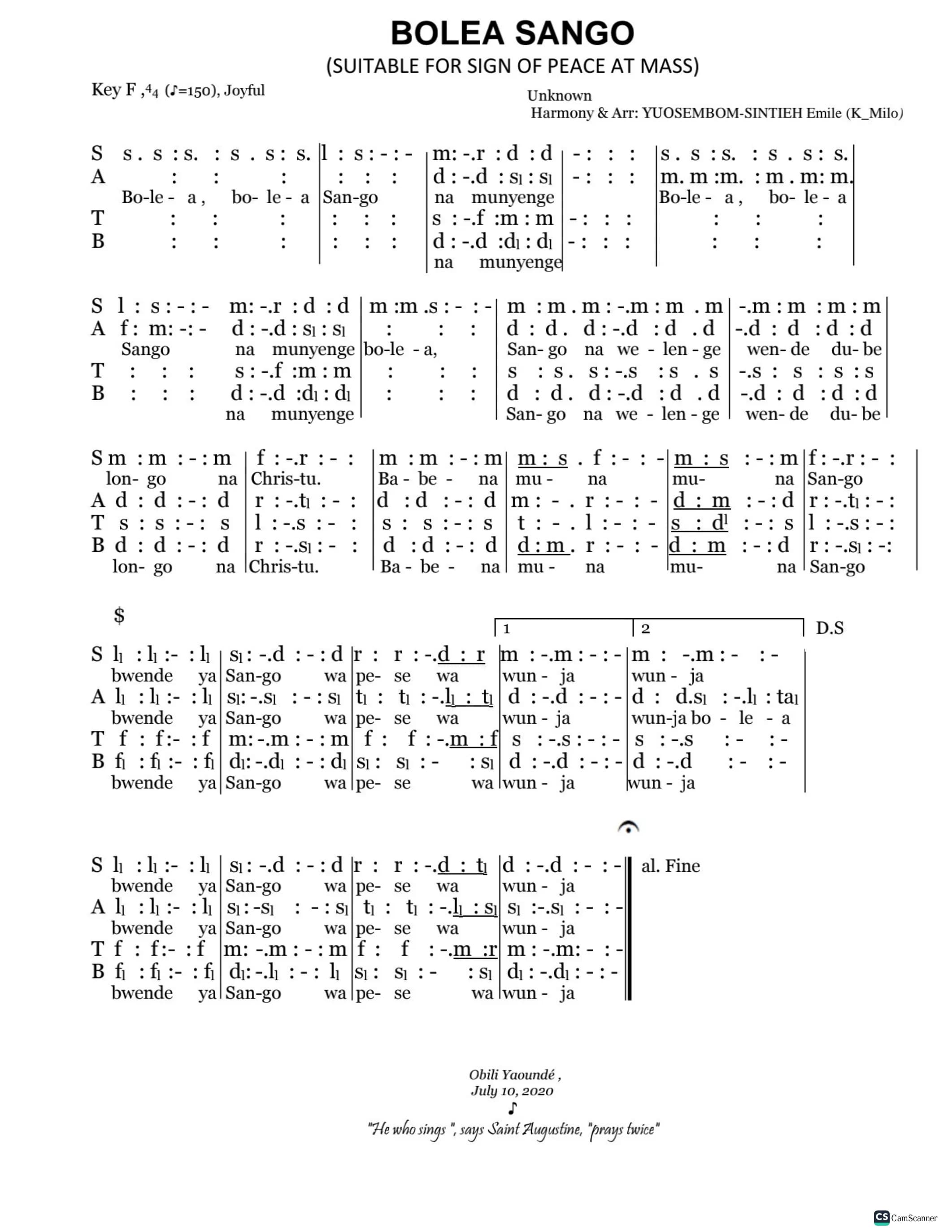 Bolea Sango — first page