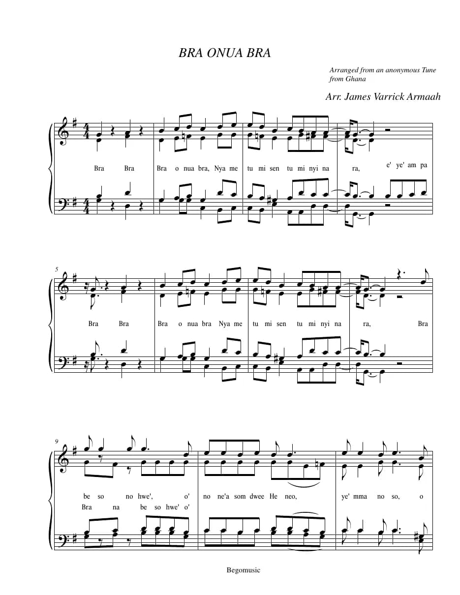 Bra Onua Bra Arr — first page