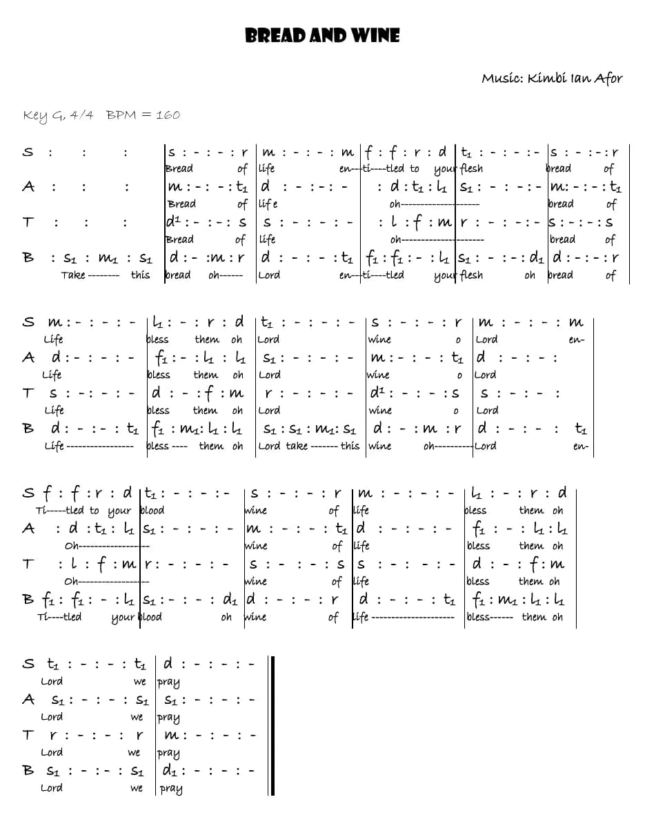 Bread and Wine — first page