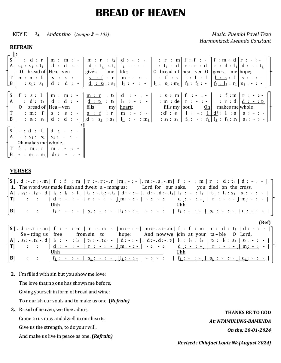 Bread of Heaven — first page