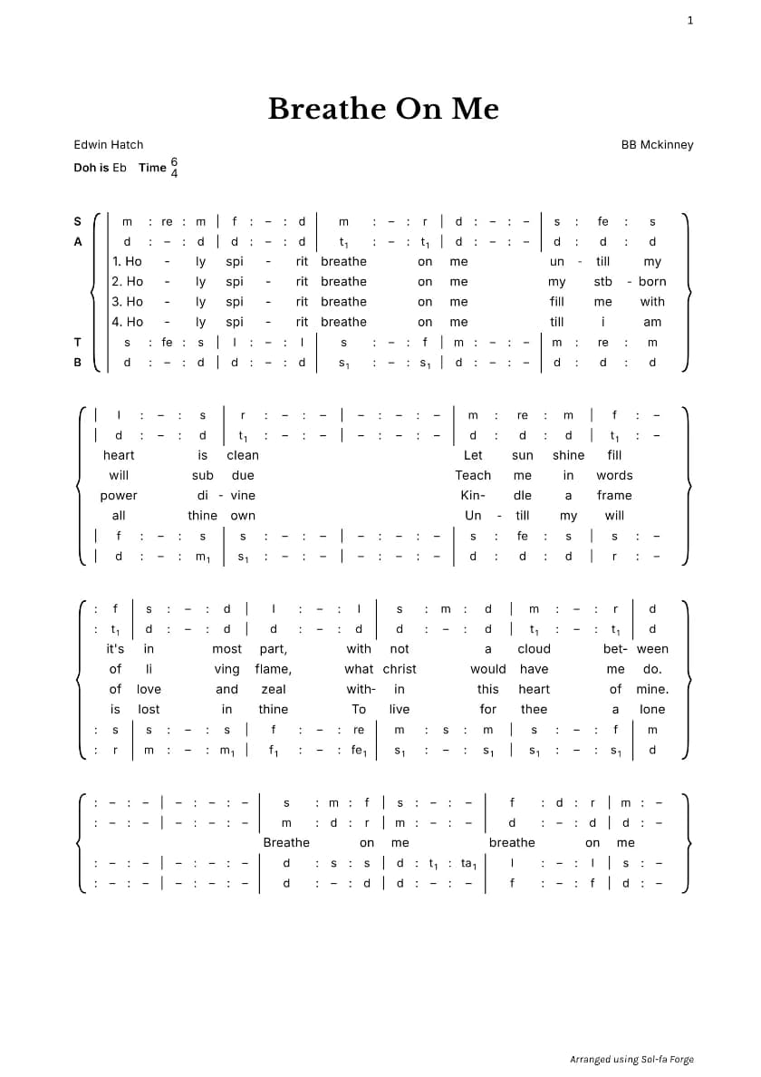 Breathe On Me — first page