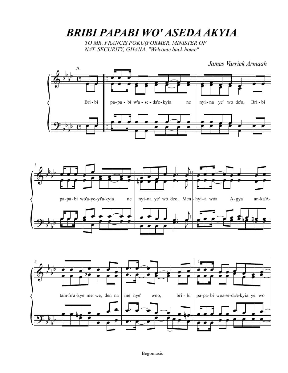 Bribi Papa Bi Wo Aseda Ekyia — first page