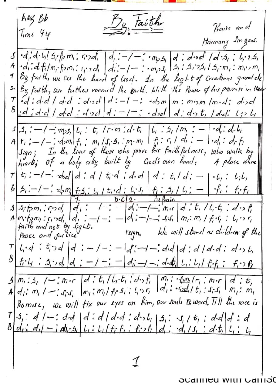By Faith by Praise and Harmony Singers — first page