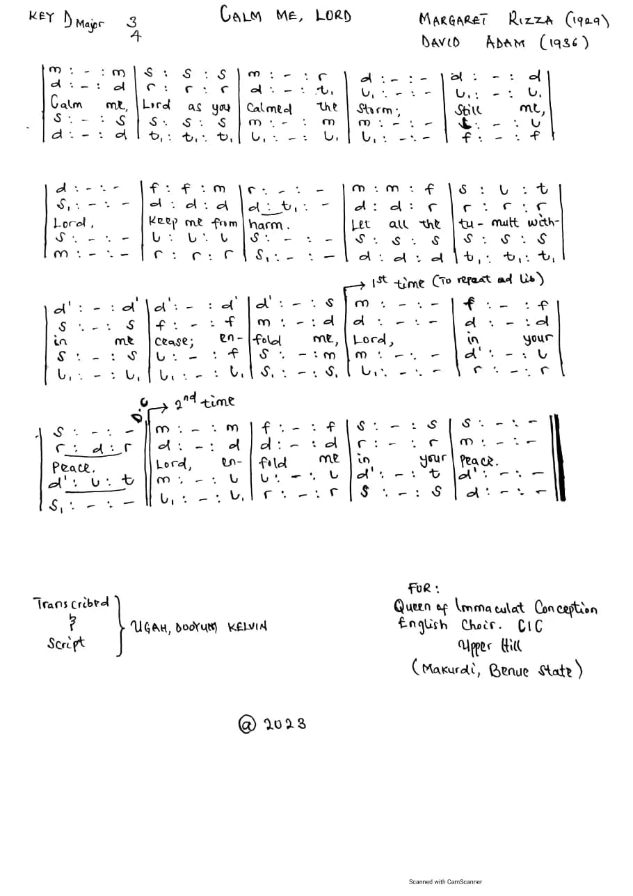 Calm Me, Lord — first page