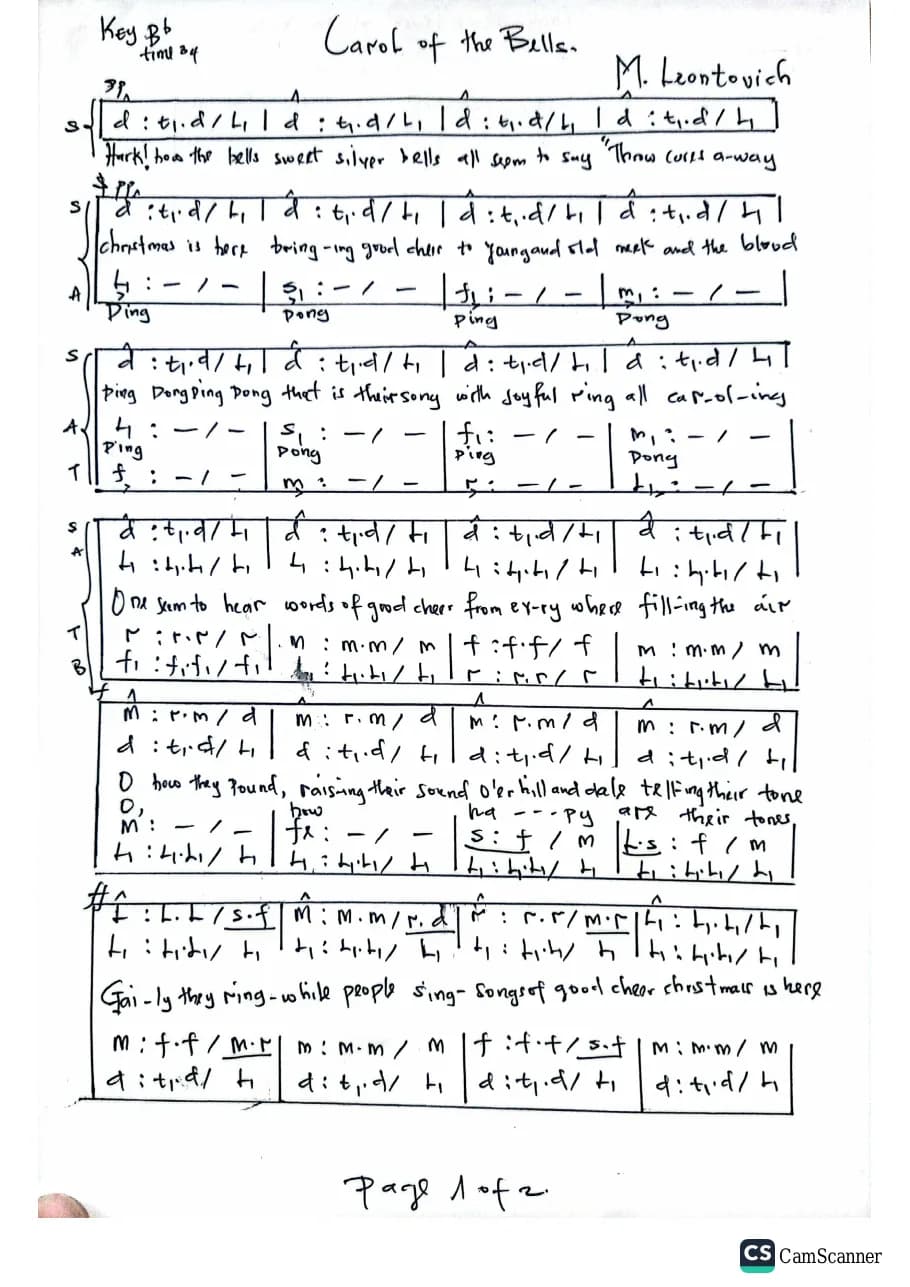 Carol of the Bells-1 — first page