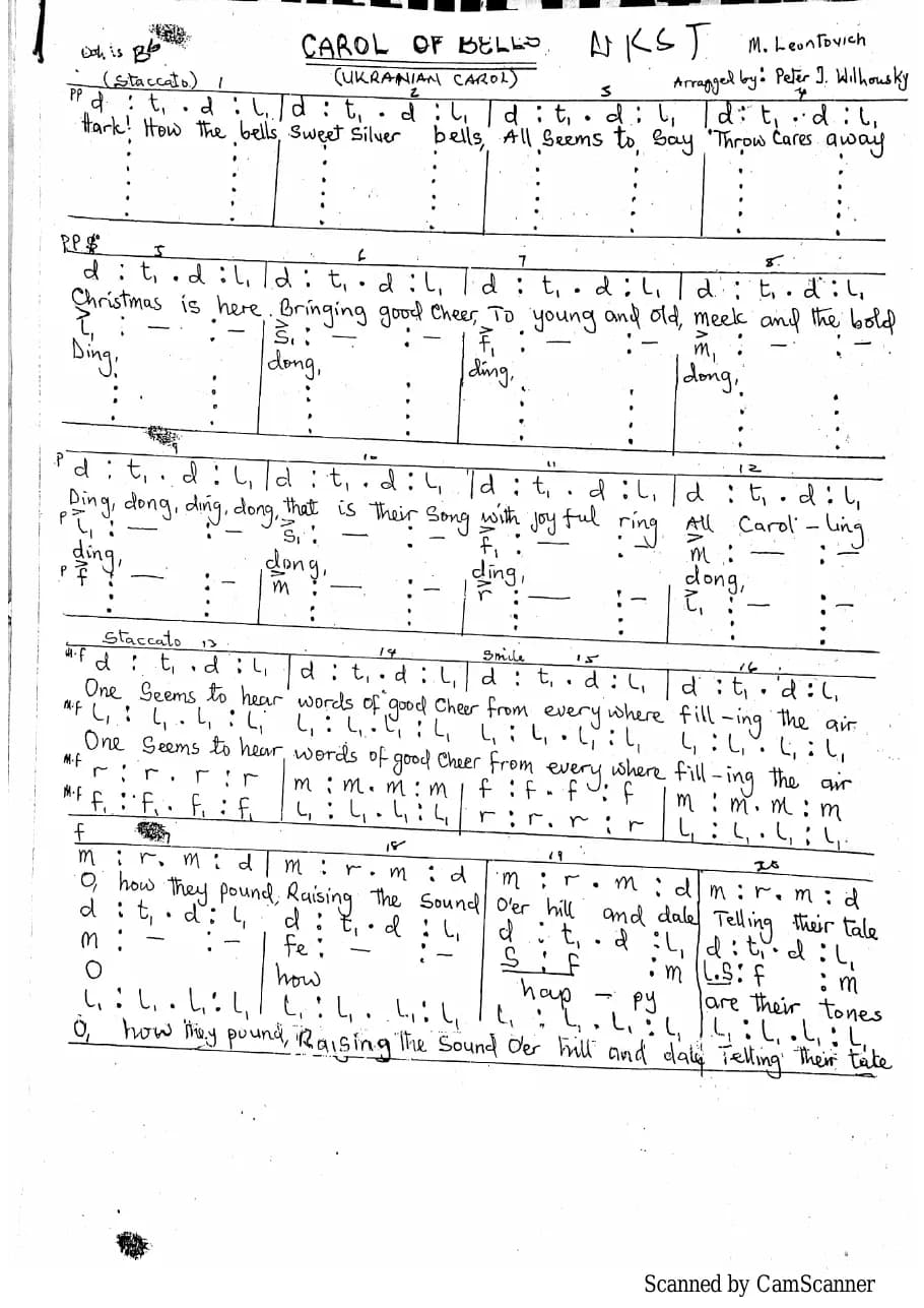 Carol of the Bells — first page