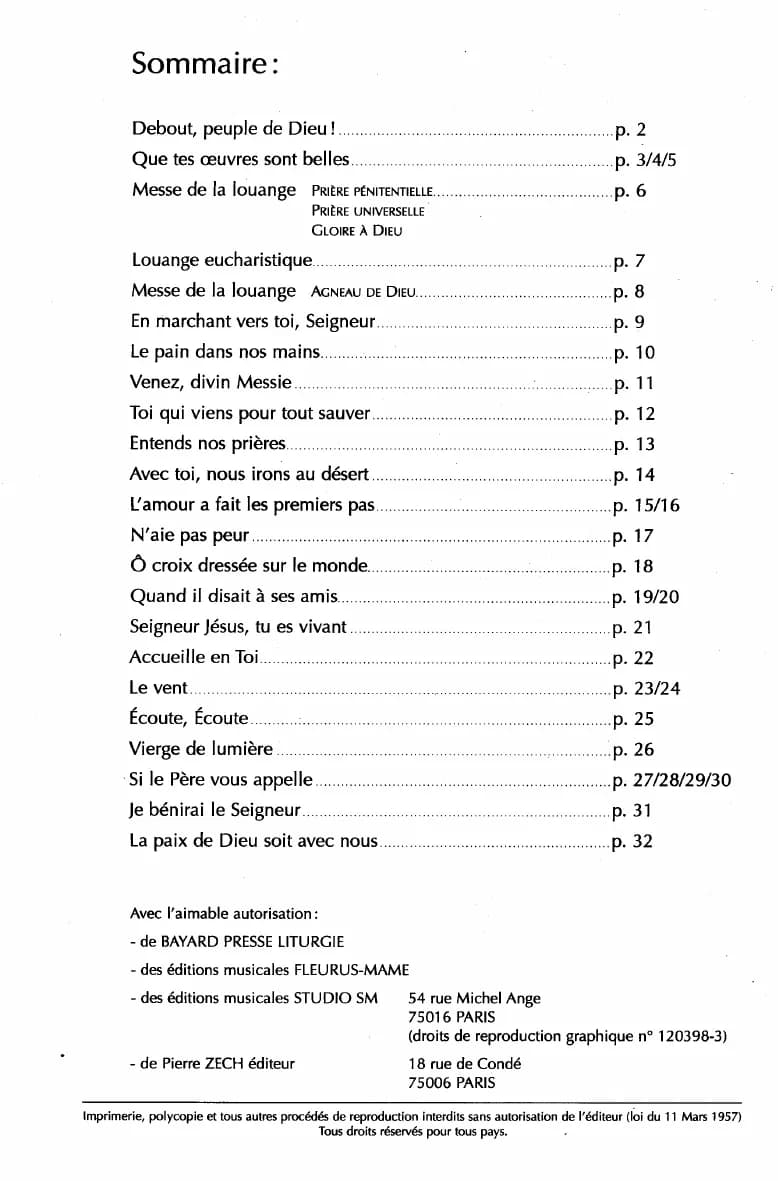 Célèbres Chants D'eglise Vol — first page