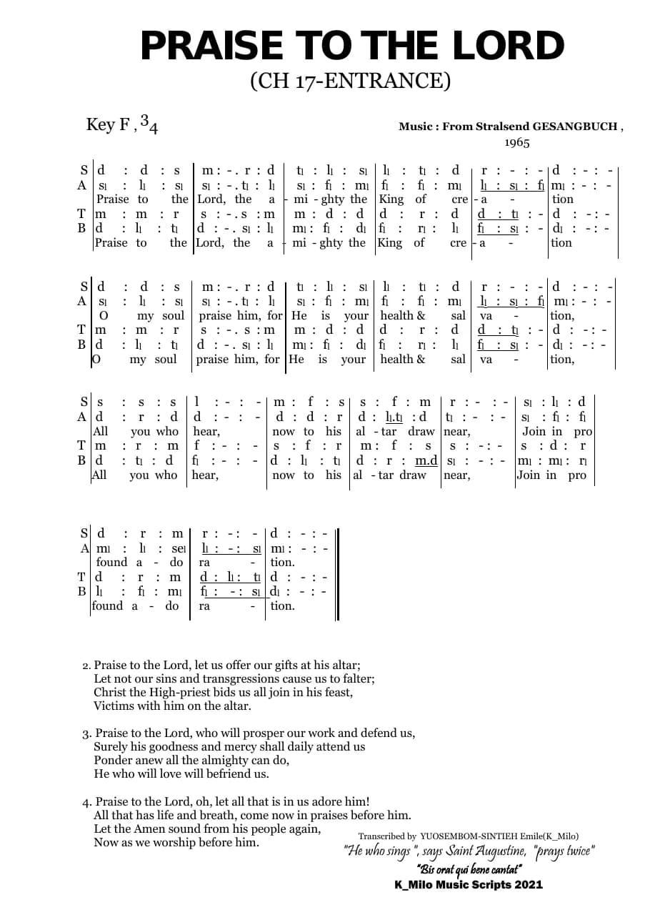 Ch Praise to the Lord V — first page