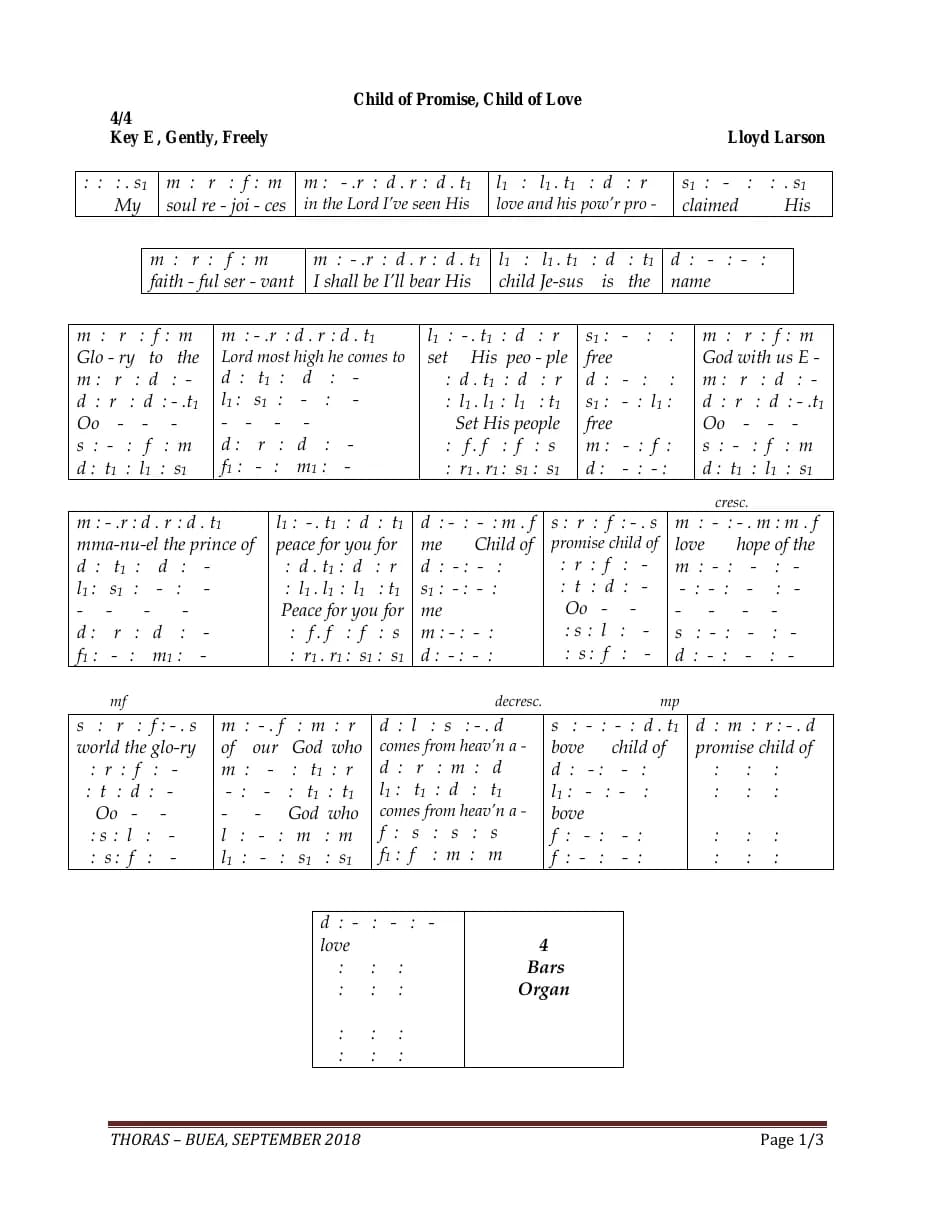 Child of Promise, Child of Love — first page
