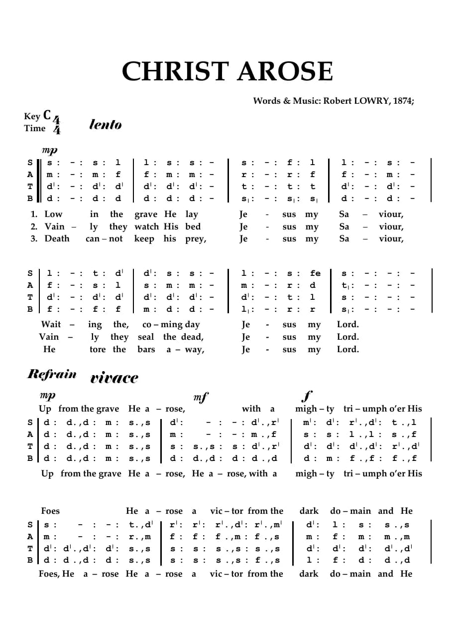 Christ Arose — first page