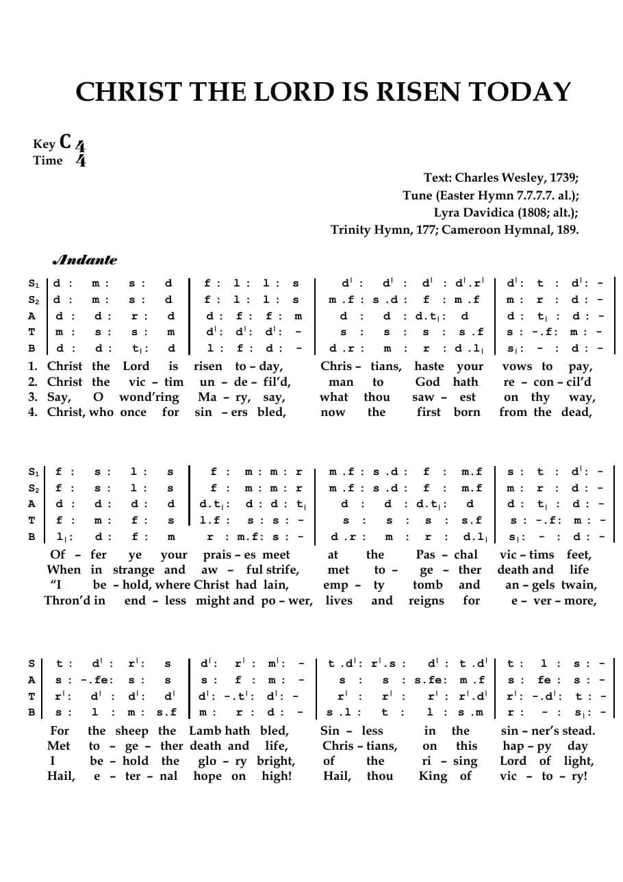 Christ the Lord Is Risen Today — first page