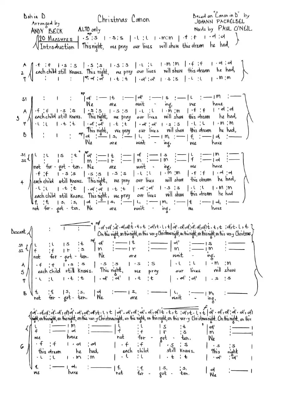 Christmas Canon — first page