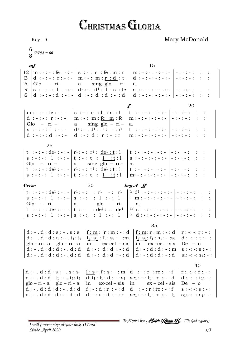 Christmas Gloria — first page