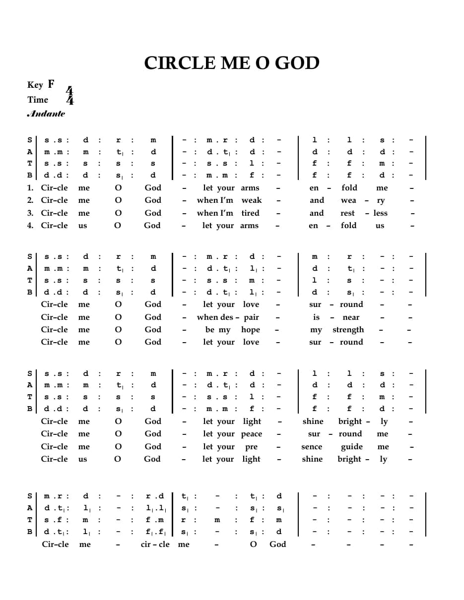 Circle Me O God — first page