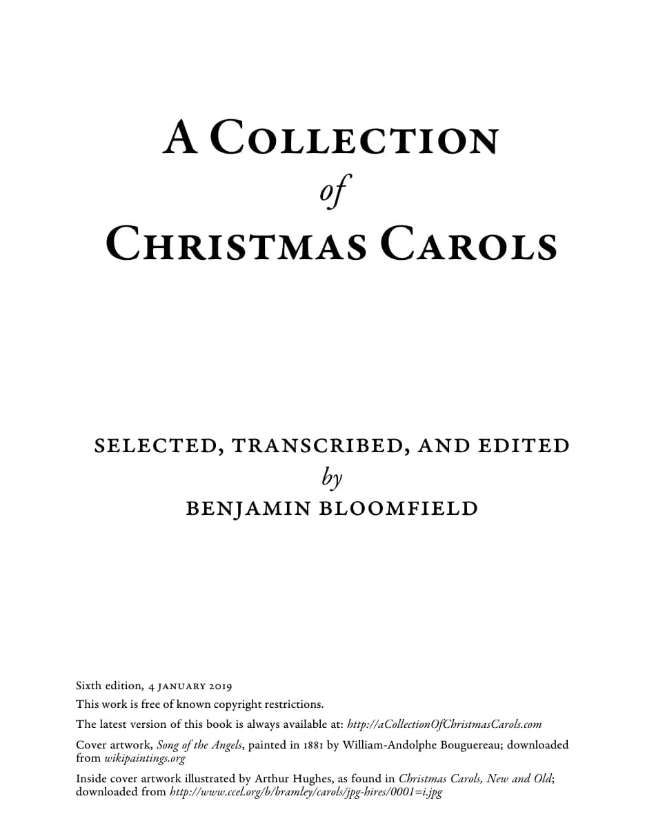 Collection of Christmas Carols — first page