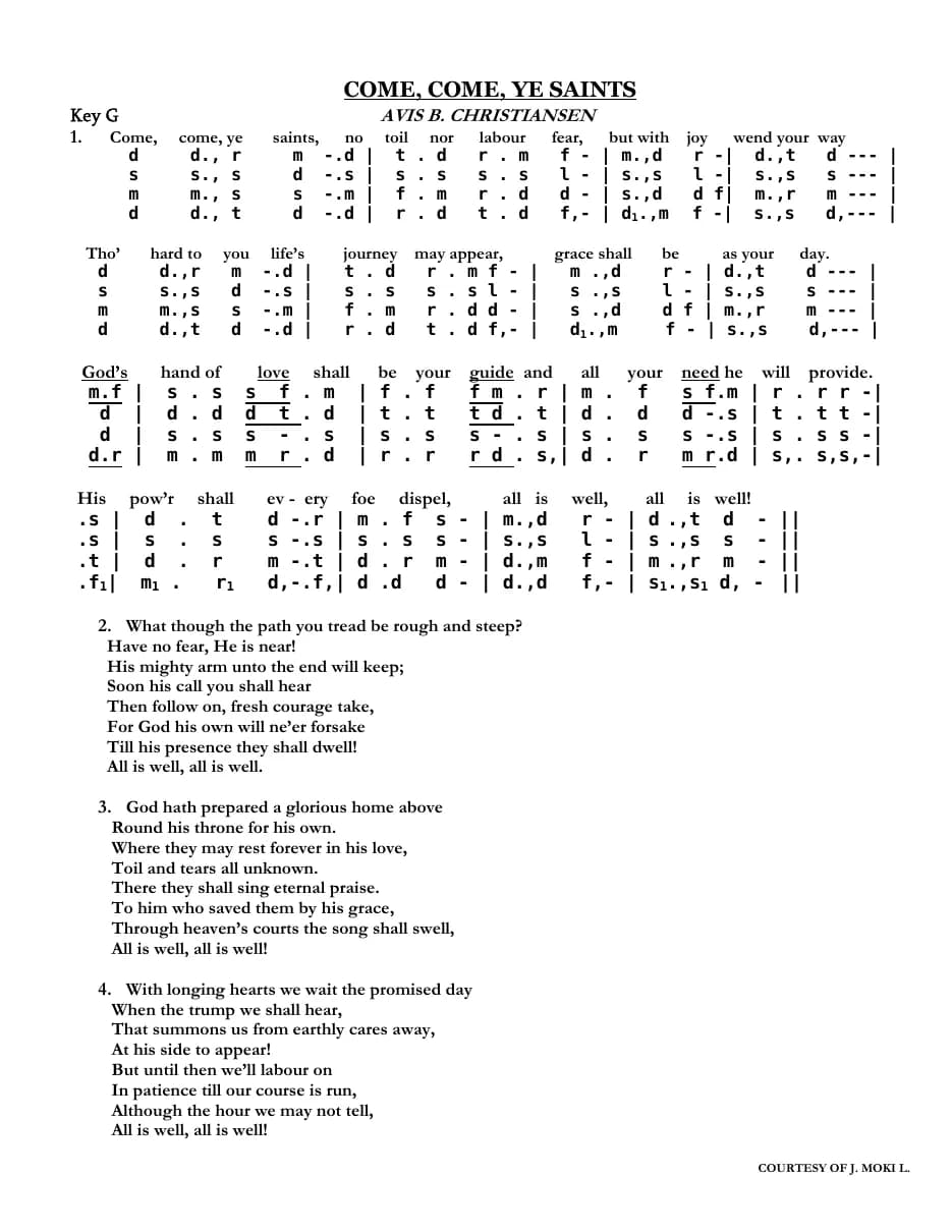 Come Come Ye Saints — first page