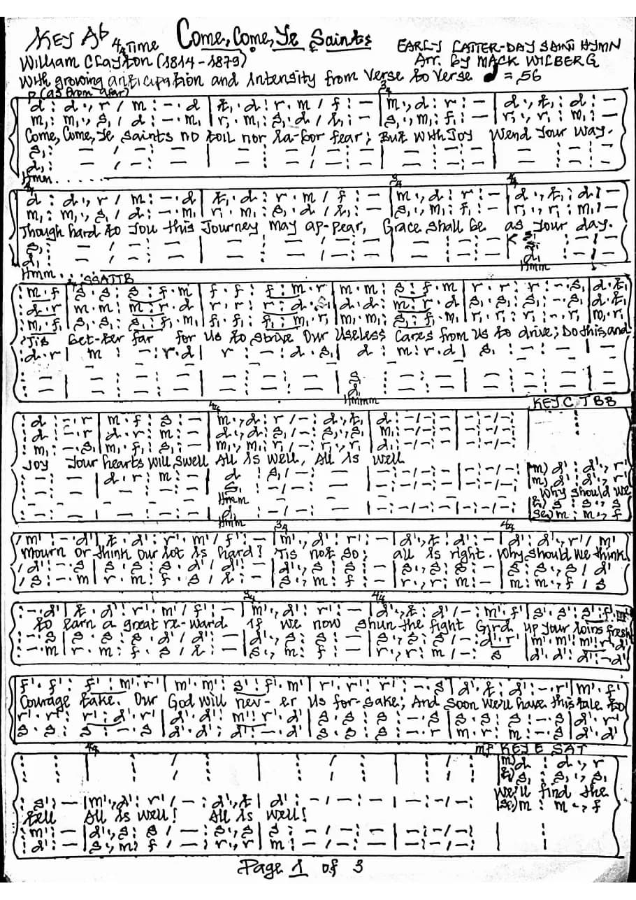 Come, Come, Ye Saints — first page