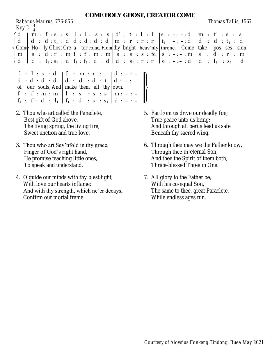 Come Holy Ghost, Creator Come — first page