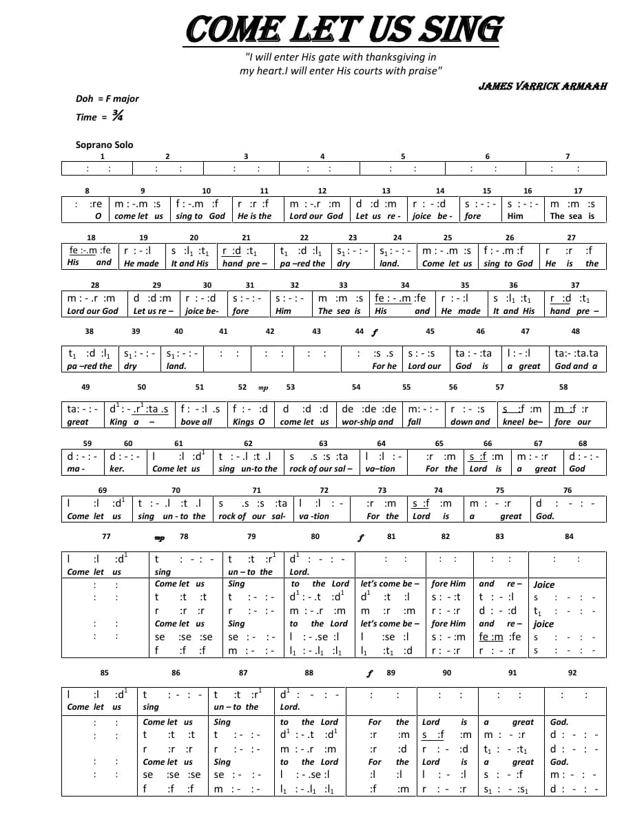 Come Let Us Sing, James Varrick a — first page