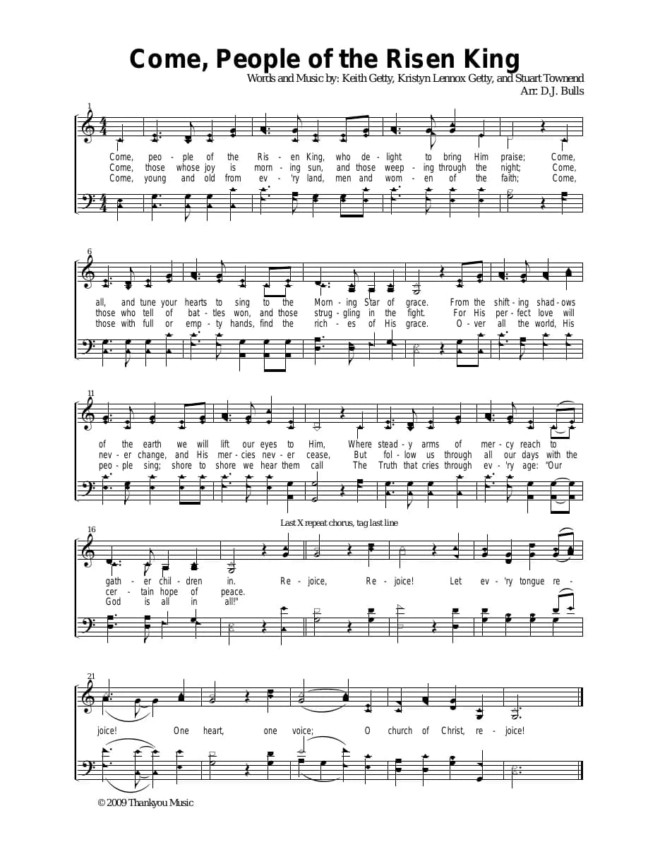 Come, People of the Risen King — first page