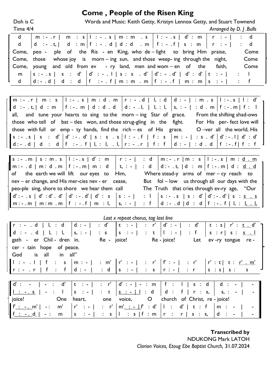 Come People of the Risen Lord — first page