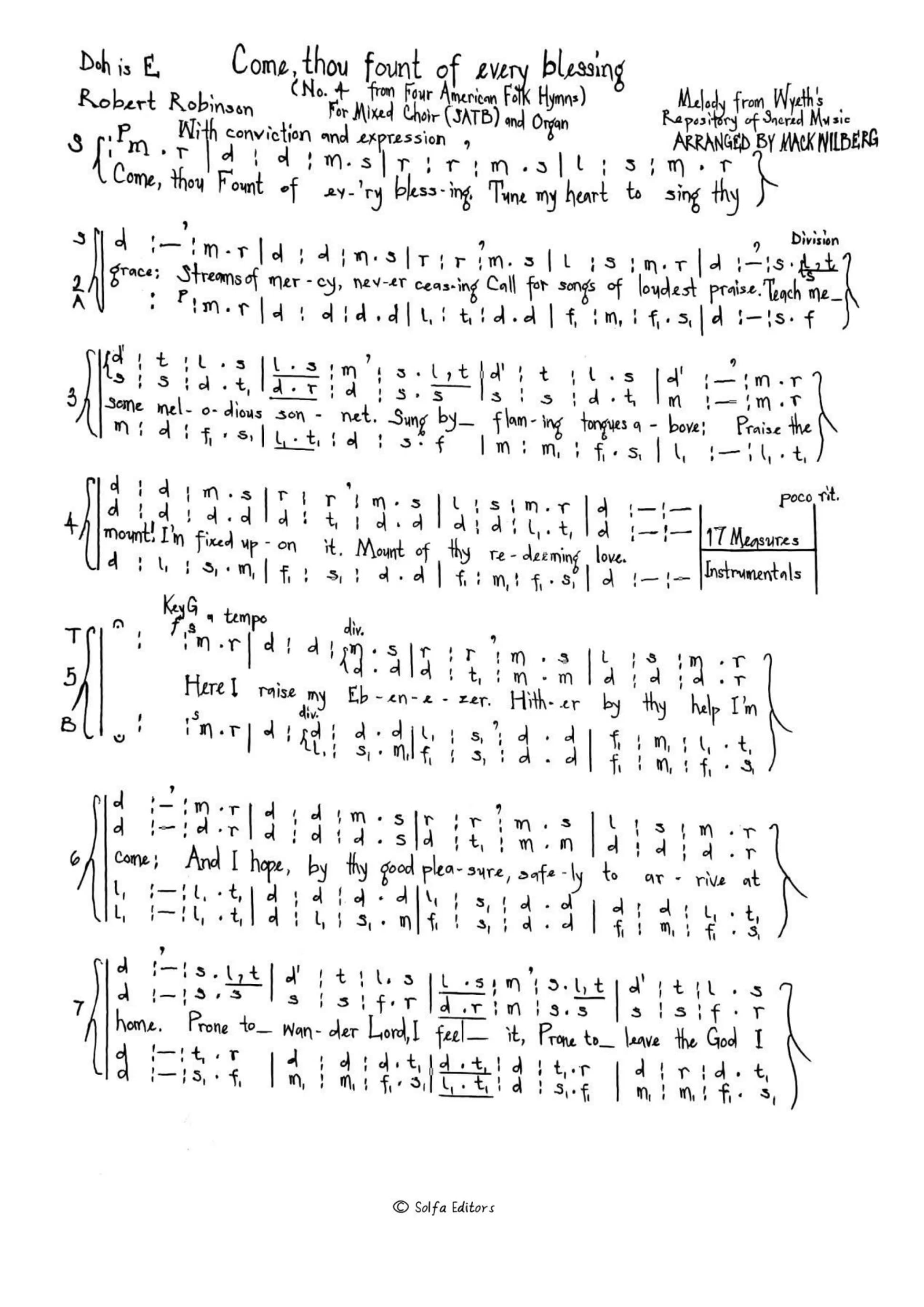 Come, Thou Fount — first page