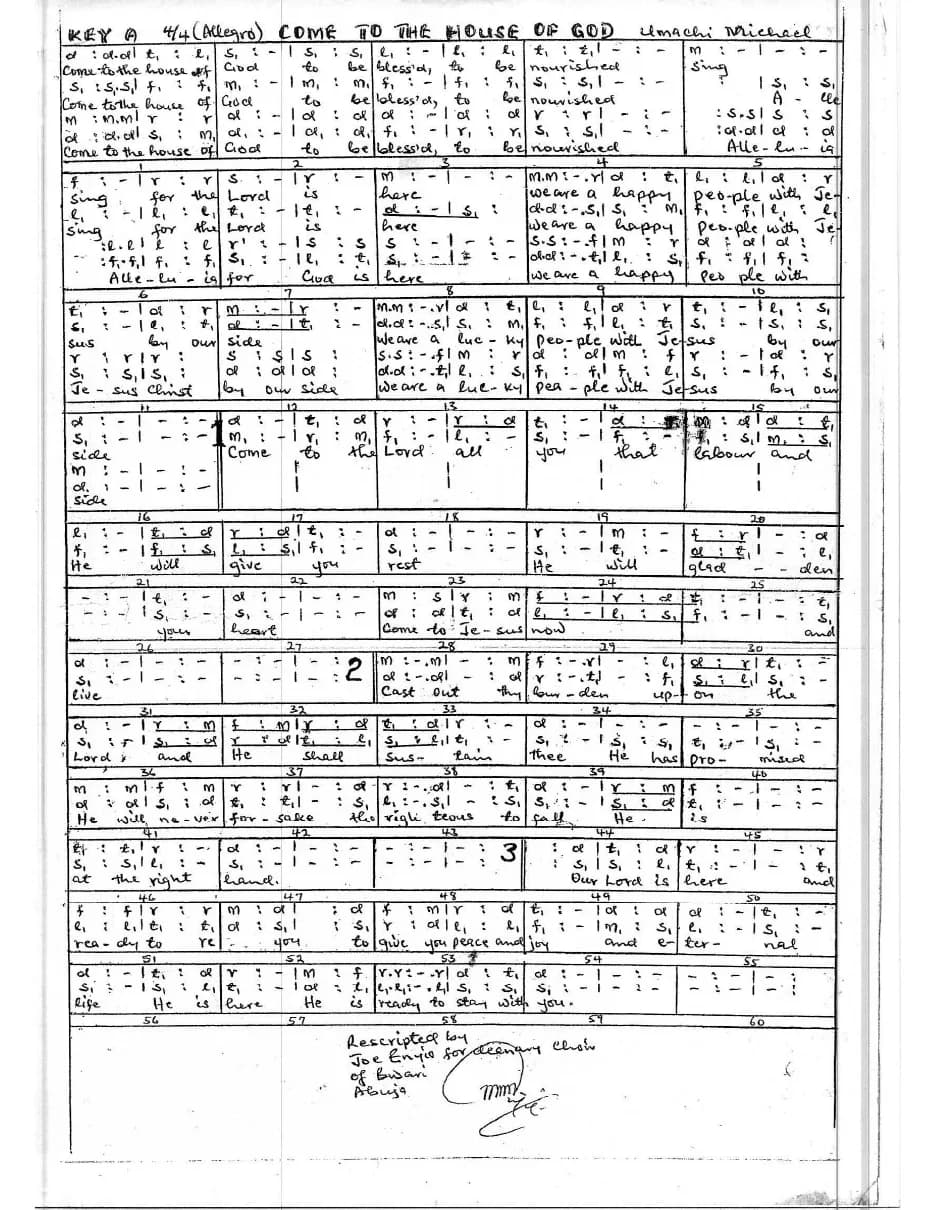 Come to the House of God — first page