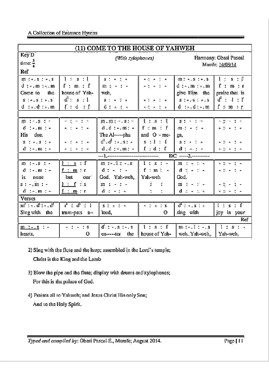 Come to the House of Yahweh — first page
