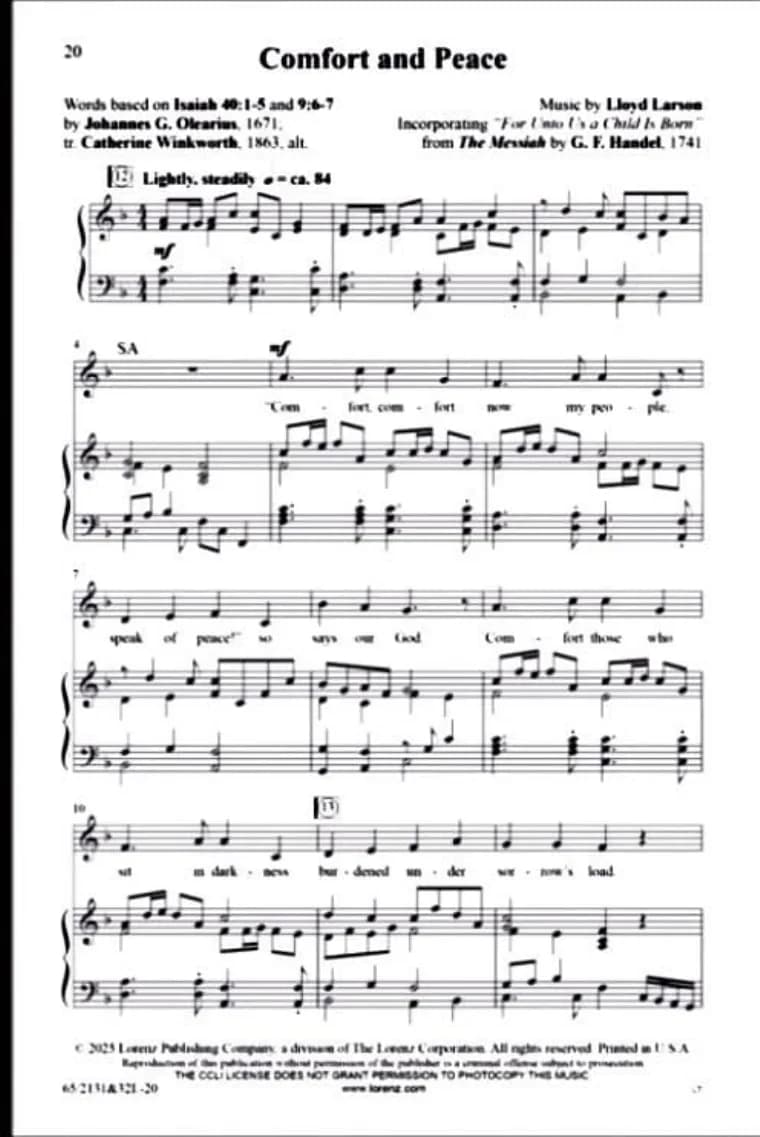 Comfort and Peace — first page