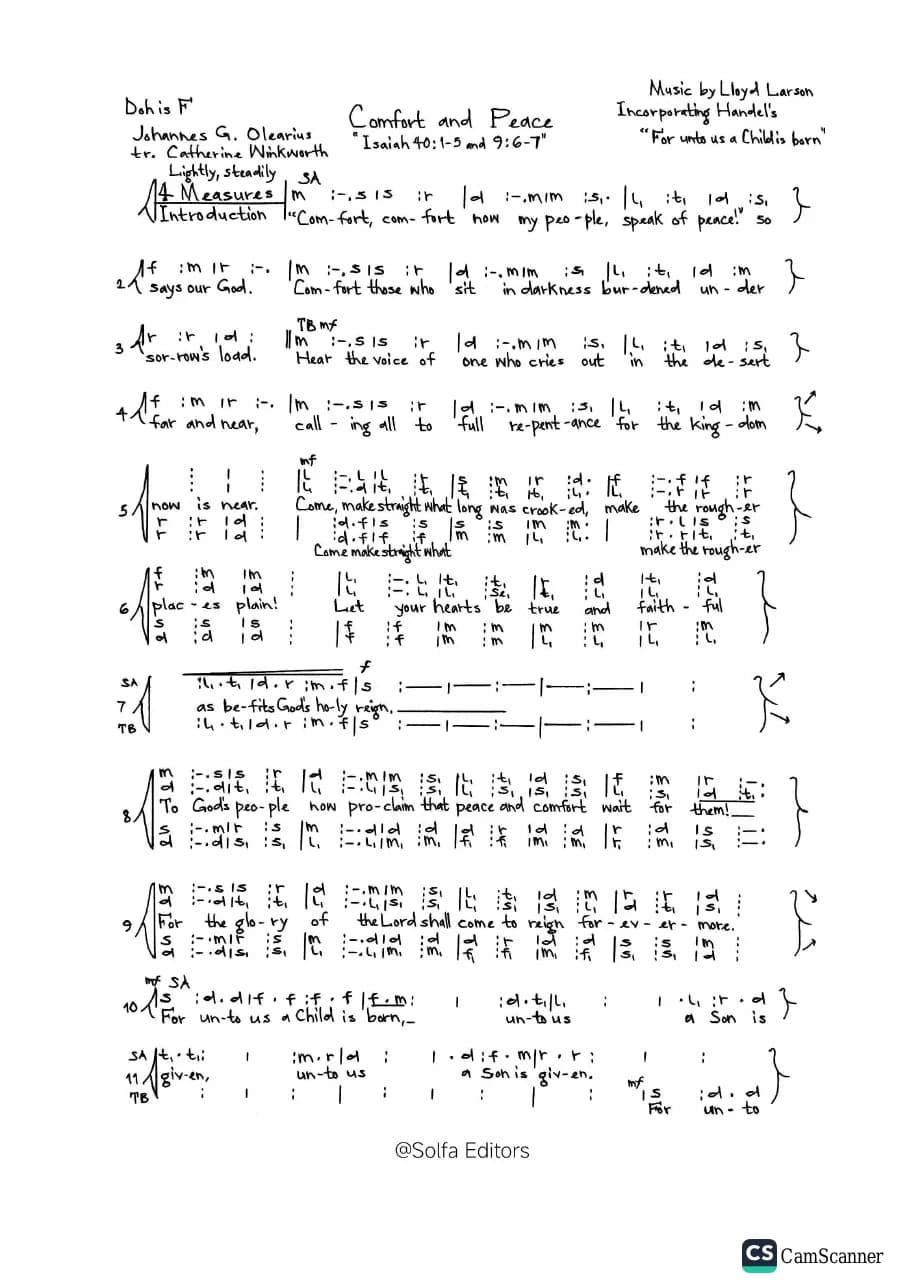 Comfort and Peace - Larson — first page