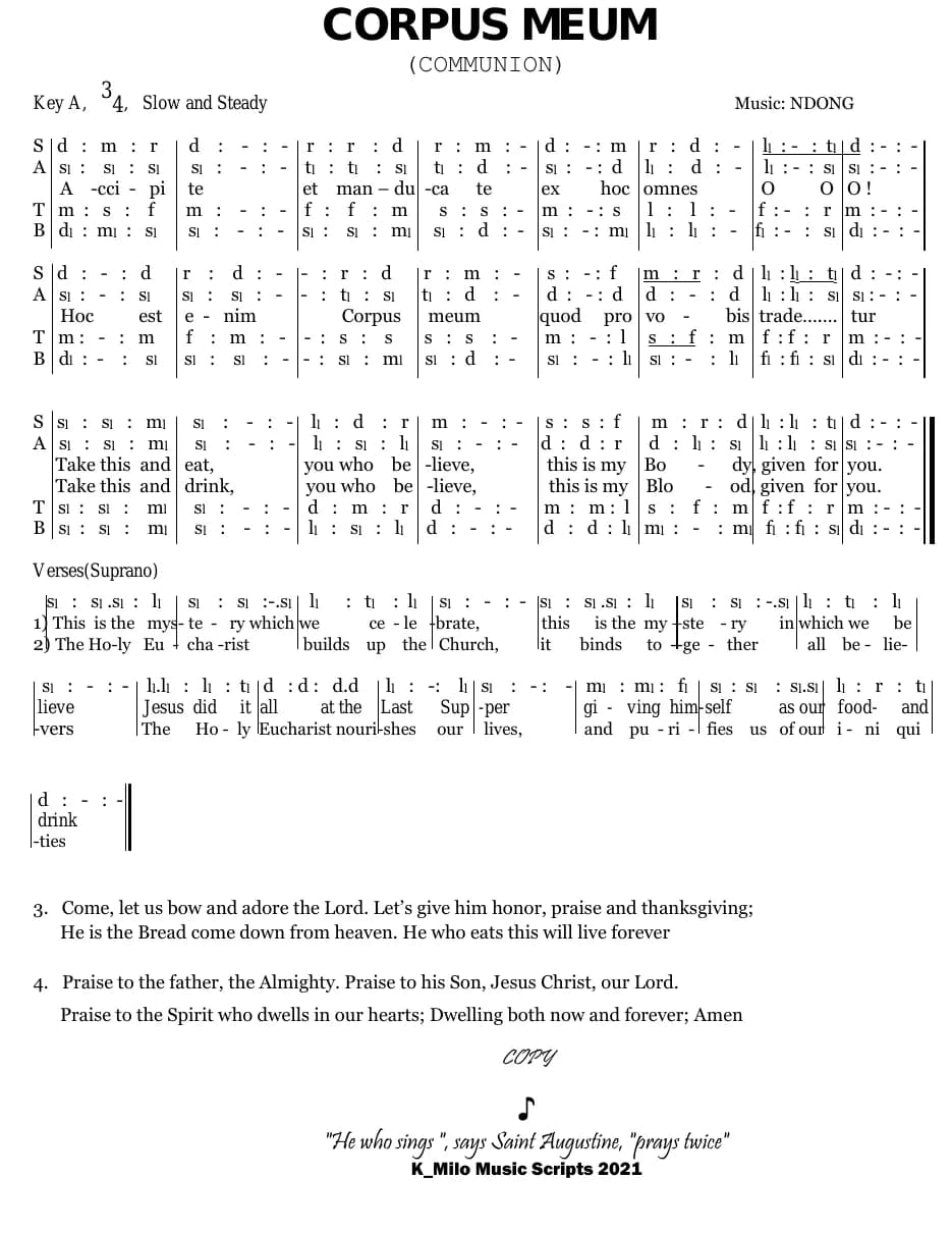 Corpus Meum V — first page